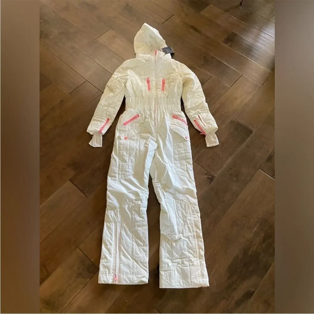 NEW FP Movement All Prepped Ski Suit Snowsuit White and Pink Size L $698 - Picture 3 of 13